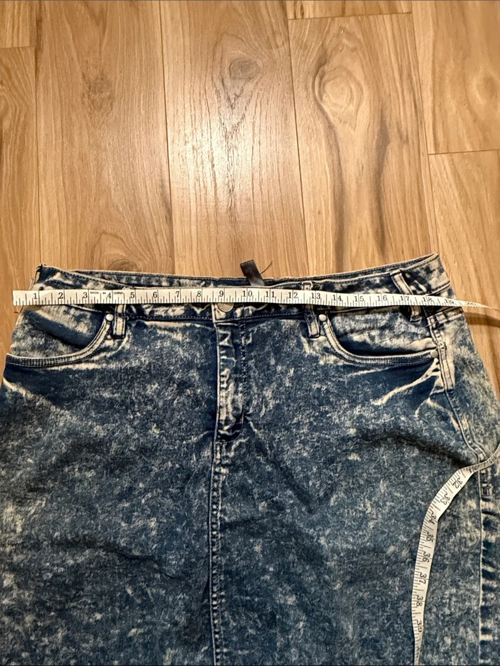 Teeze Me Acid Wash Denim Pencil Skirt - Blue super soft